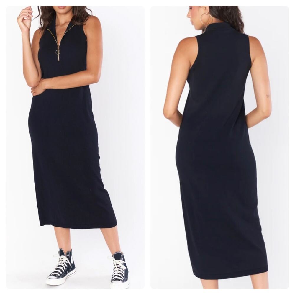 Show Me Your Mumu Charlie Zip Dress Black Knit